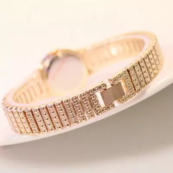 Gold Tone Iced Out Ladies Watch Bling Stones - Picture 3 of 3